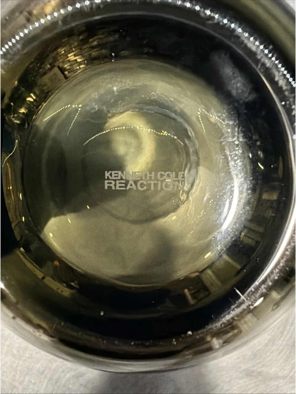 Kenneth Cole Reaction Lowball Glasses Heavy Base Gray/grn Tint Set Of 2 Barware